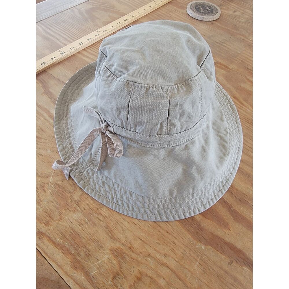 Helen Kaminski 100% Cotton Wide Brim Sun Hat Taupe Tie One Size